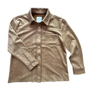 Womens Bagatelle Faux Suede Shacket Camel Size Large